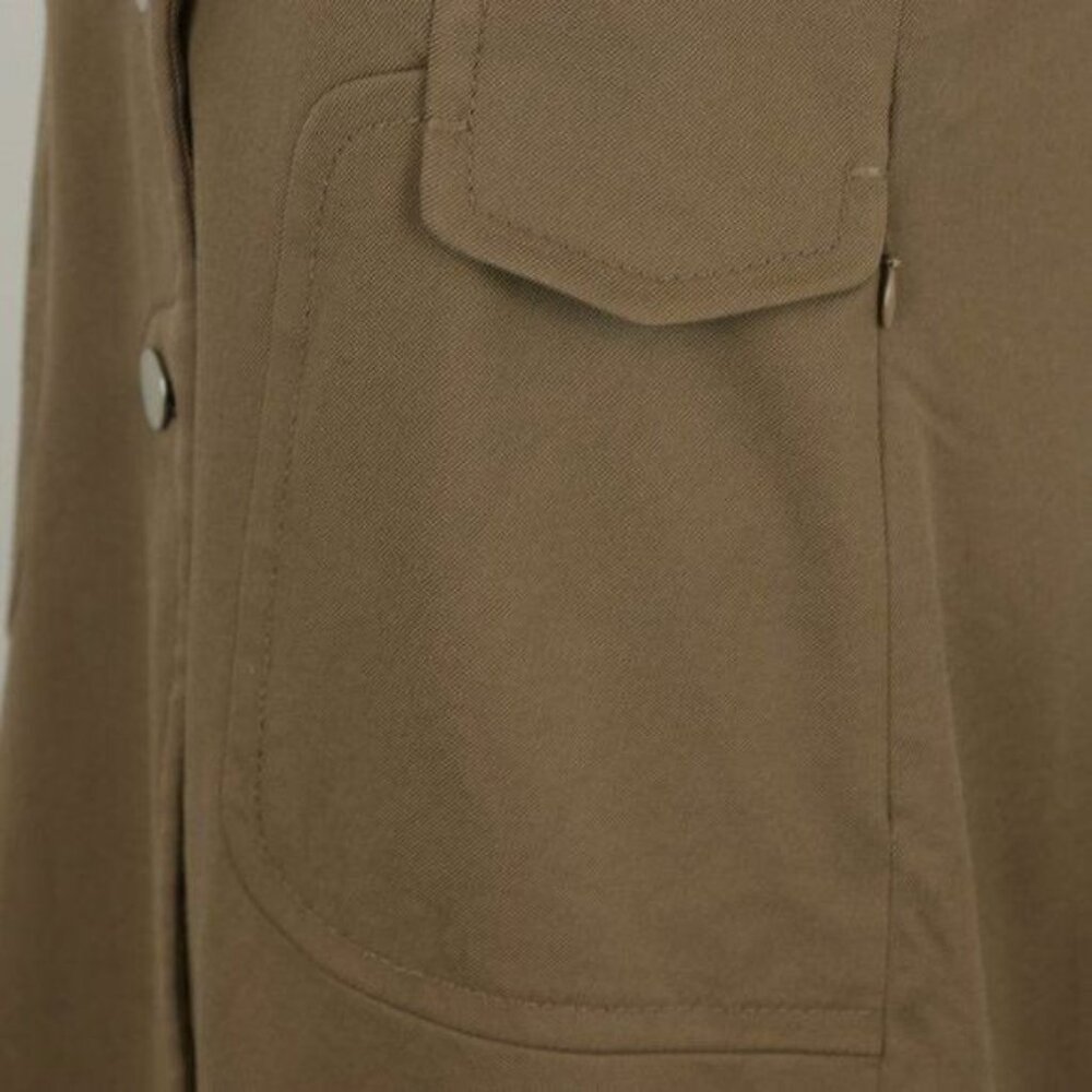 Elie Tahari Women's Small Brown Wool Blend Lined Button Up Trench Coat - Picture 6 of 8